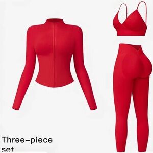 Red Three-Piece Activewear Set